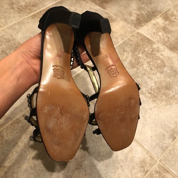 Bottega Veneta rhinestone satin ankle t strap black strappy vintage heels… - Picture 13 of 17